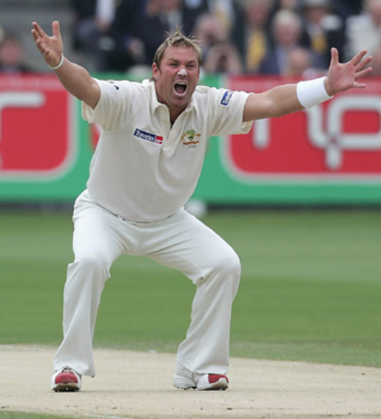 Shane Warne appeals for the wicket of Kevin Pietersen, England v Australia, Lord's, July 22, 2005