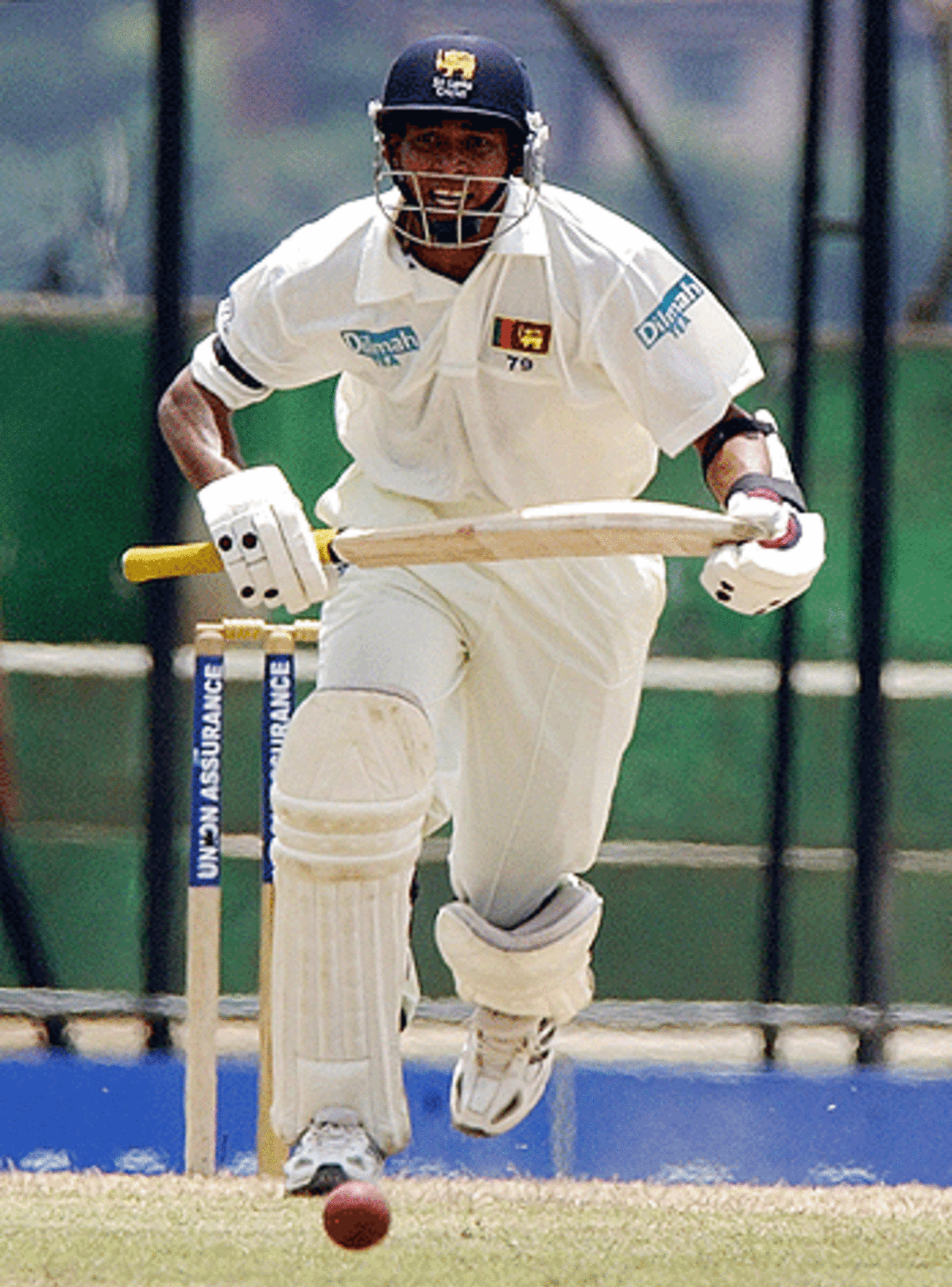 Sri Lankan batsman Tillakaratne Dilshan runs between wickets during the first day of the second and final Test match between Sri Lanka and West Indies at the Asgiriya grounds in Kandy, 22 July 2005.