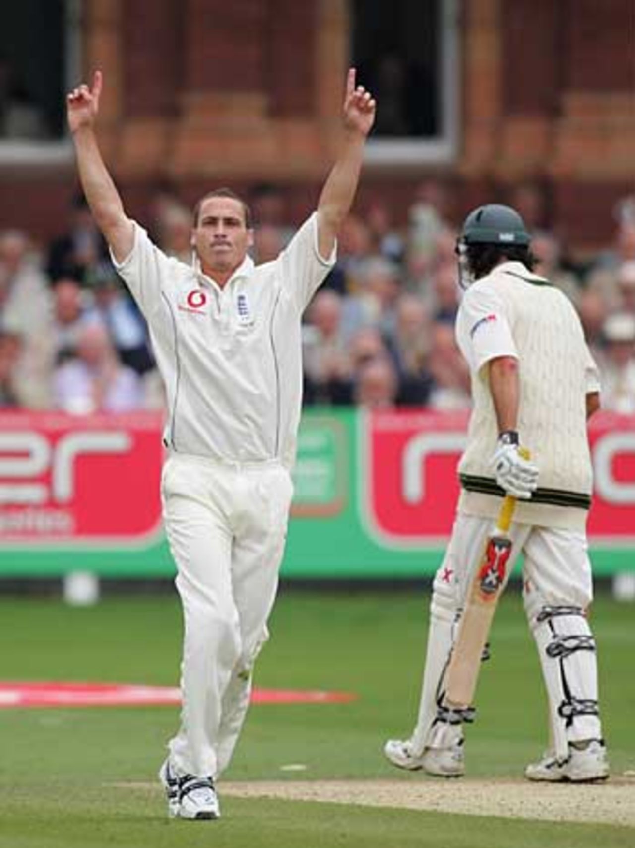 Simon Jones celebrates dismissing Jason Gillespie, England v Australia, 1st Test, Lord's, July 23