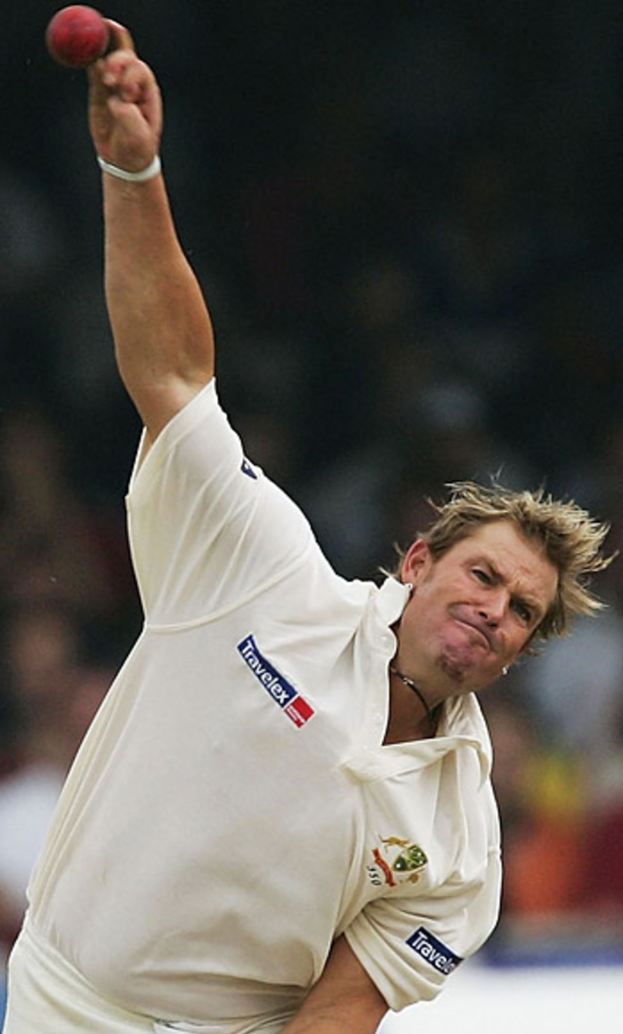 Shane Warne sends down another leg-break, England v Australia, Lord's, July 23, 2005