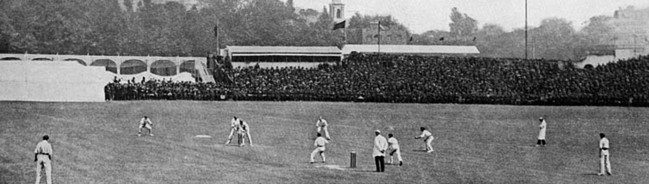Schofield Haigh bowls to Victor Trumper on the second day, England v Australia, 2nd Test, Lord's, June 16, 1905