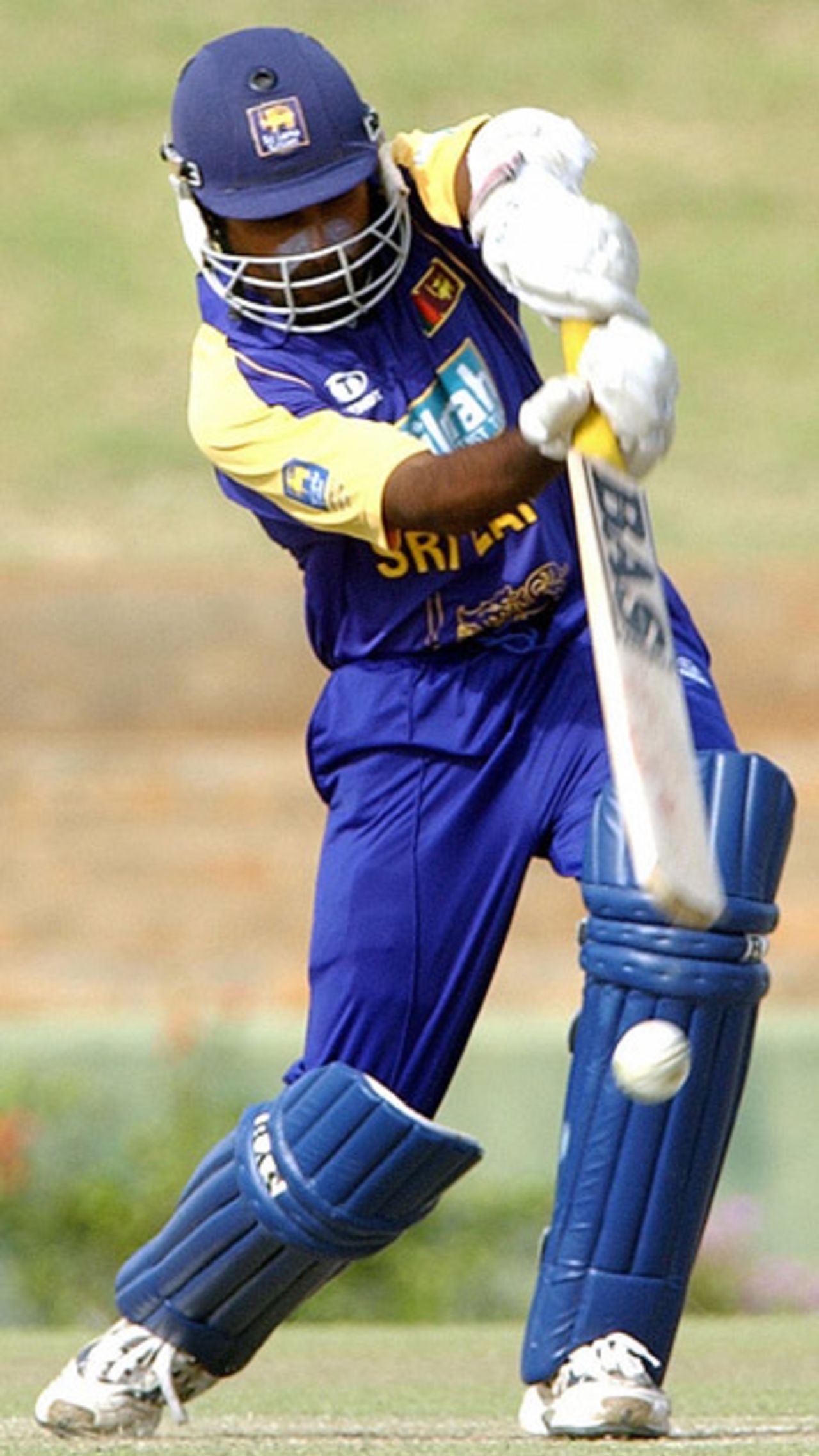Mahela Jayawardena drives during a practice session, Dambulla, July 28, 2005