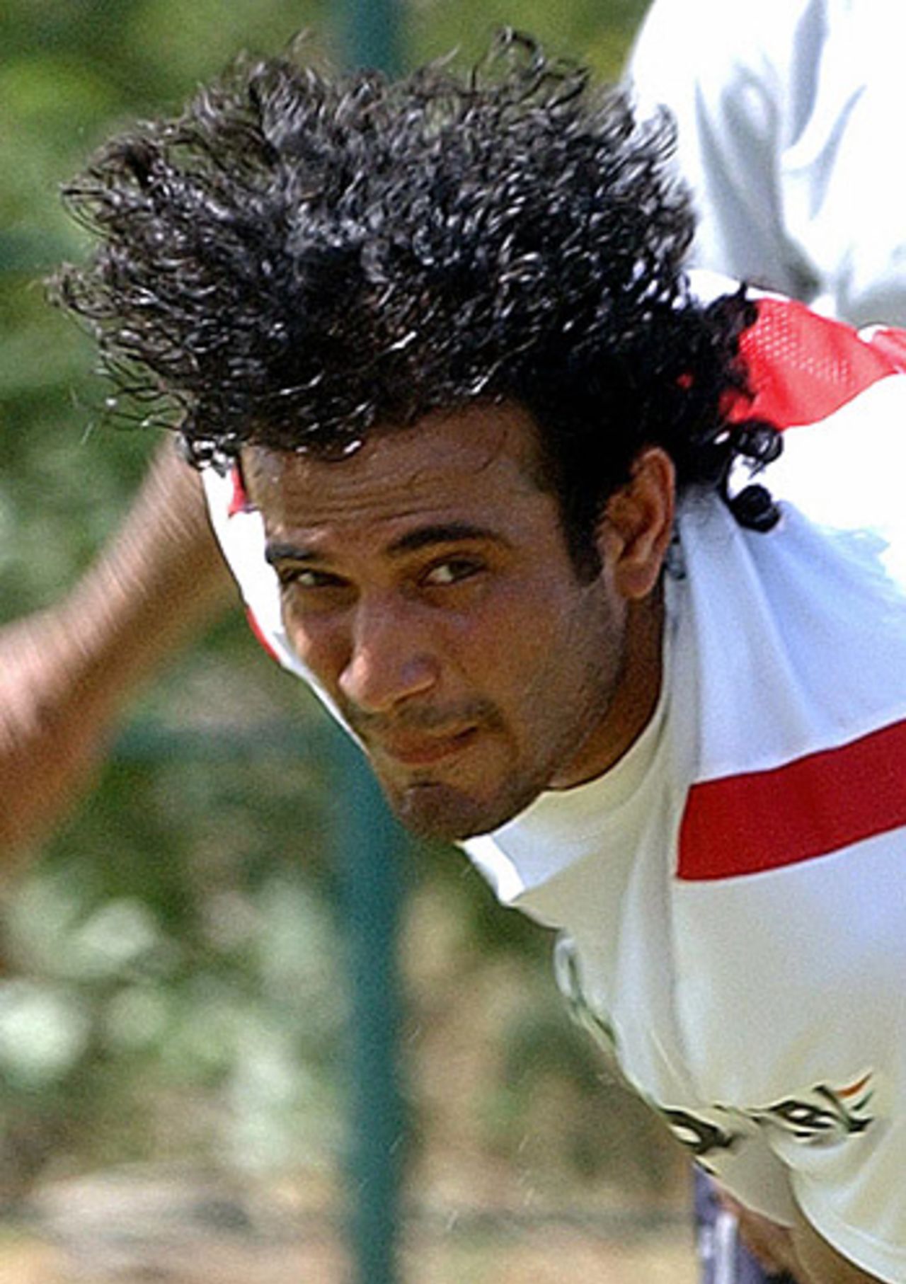 Irfan Pathan delivers a ball during a practice session, Dambulla, July 29, 2005