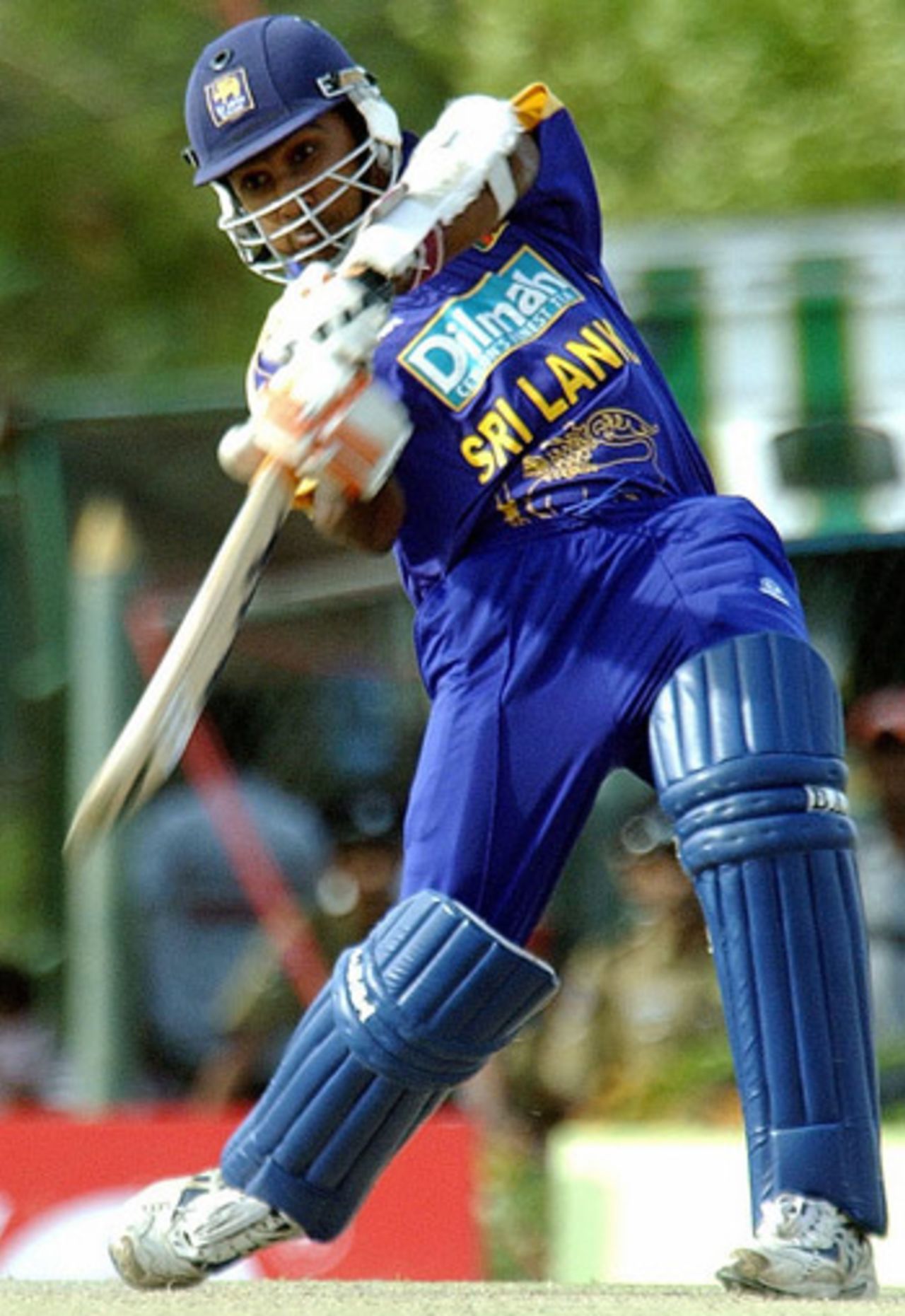 Mahela Jayawardena chips over the in field, Sri Lanka v West Indies, Dambulla, August 2, 2005