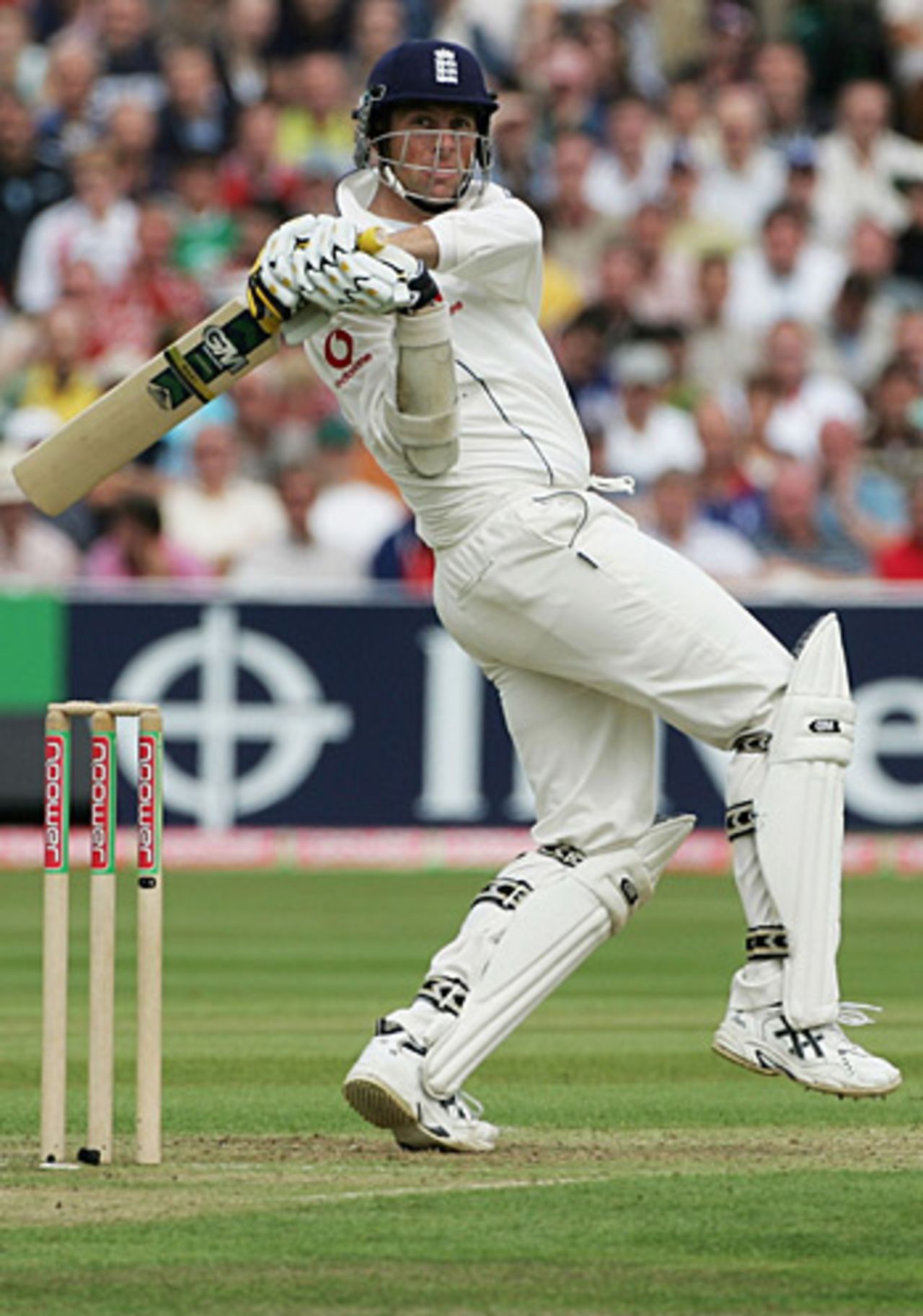 Marcus Trescothick pulls one for four, England v Australia, Edgbaston, August 4, 2005