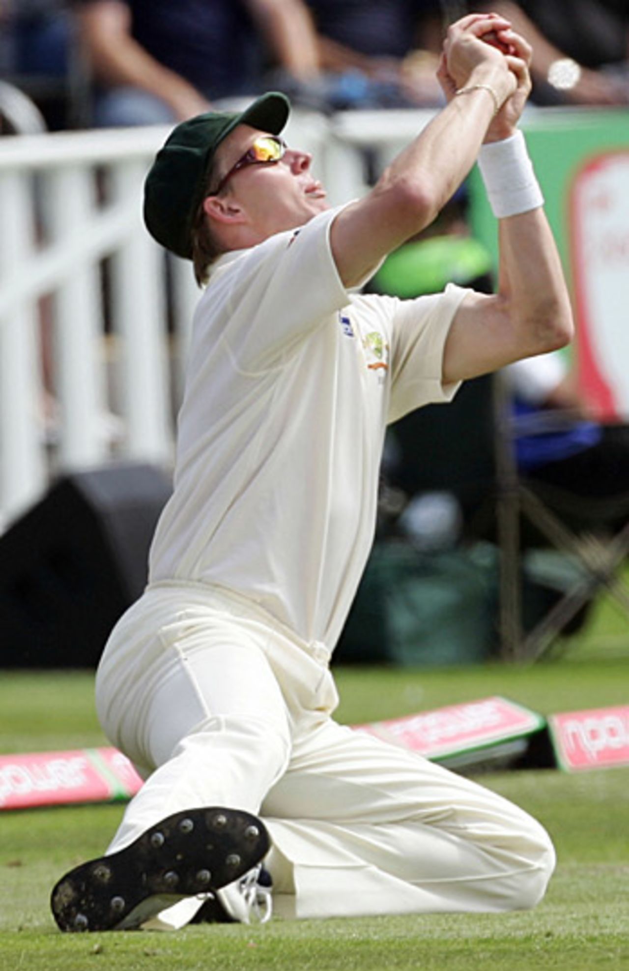 Brett Lee dives to catch Michael Vaughan, England v Australia, Edgbaston, August 4, 2005