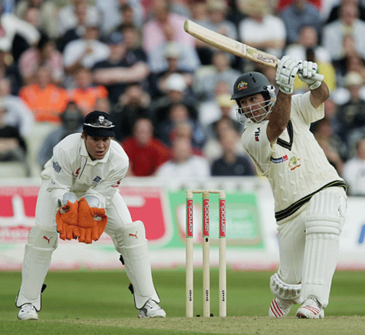 Ricky Ponting drives elegantly, England v Australia, second Test, Edgbaston, August 5, 2005
