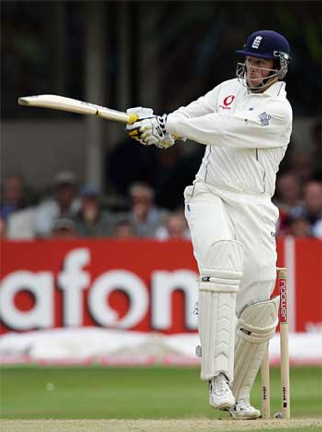 Marcus Trescothick hits out in the final overs of the second day, England v Australia, Edgbaston, August 5, 2005