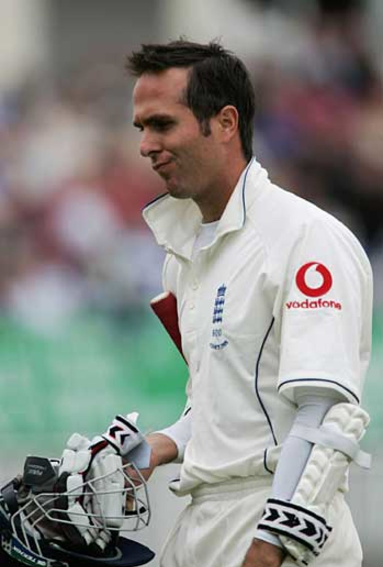 Michael Vaughan walks off after being bowled by Brett Lee, England v Australia, 2nd Test, Edgbaston, August 6