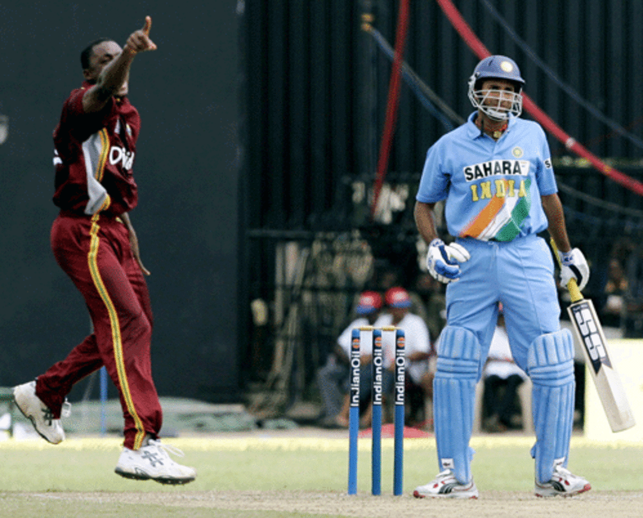 VVS Laxman is dismissed, India v West Indies, Premadasa Stadium, August 7, 2005