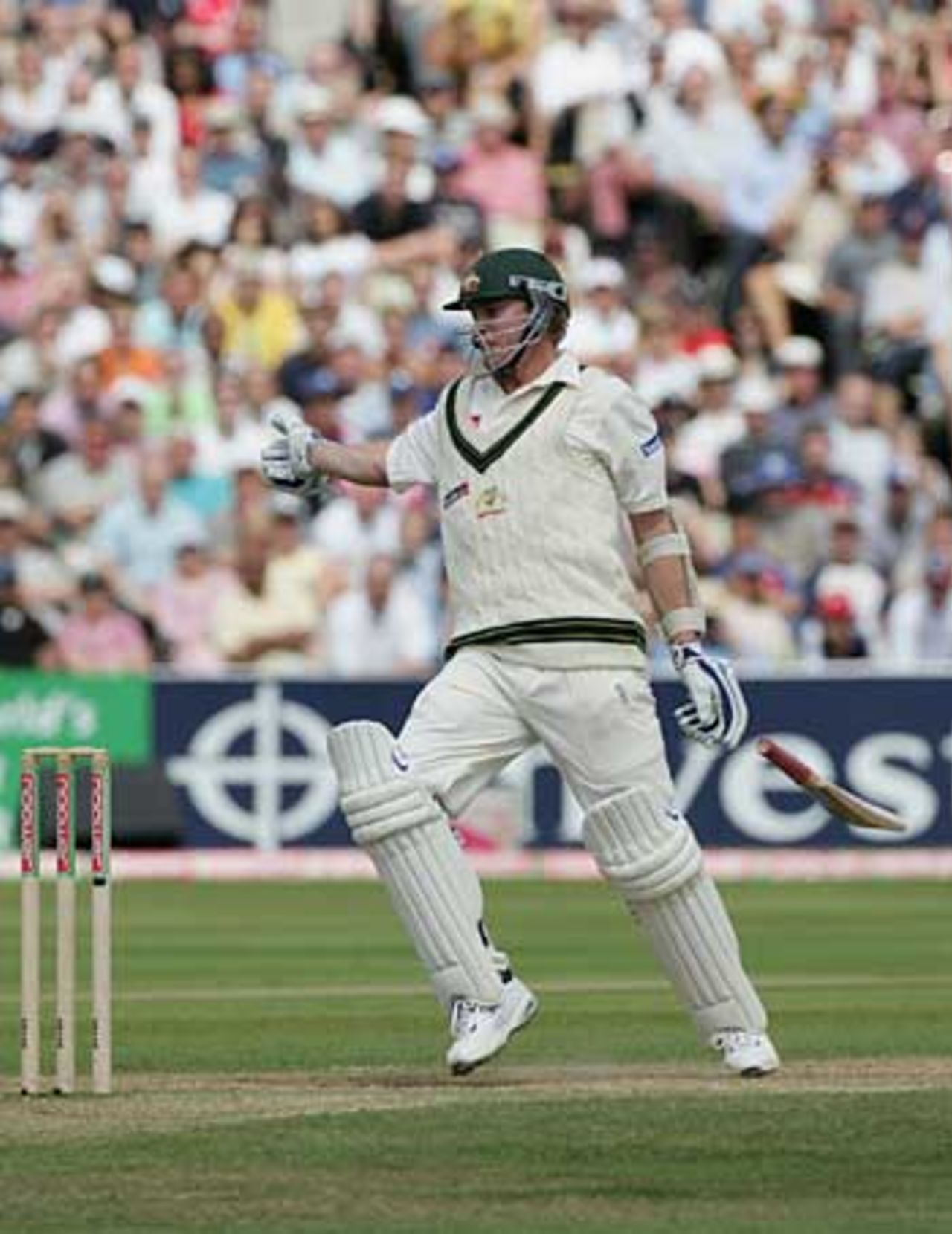 Brett Lee takes another blow during his gutsy 43, England v Australia, 2nd Test, Edgbaston, August 7