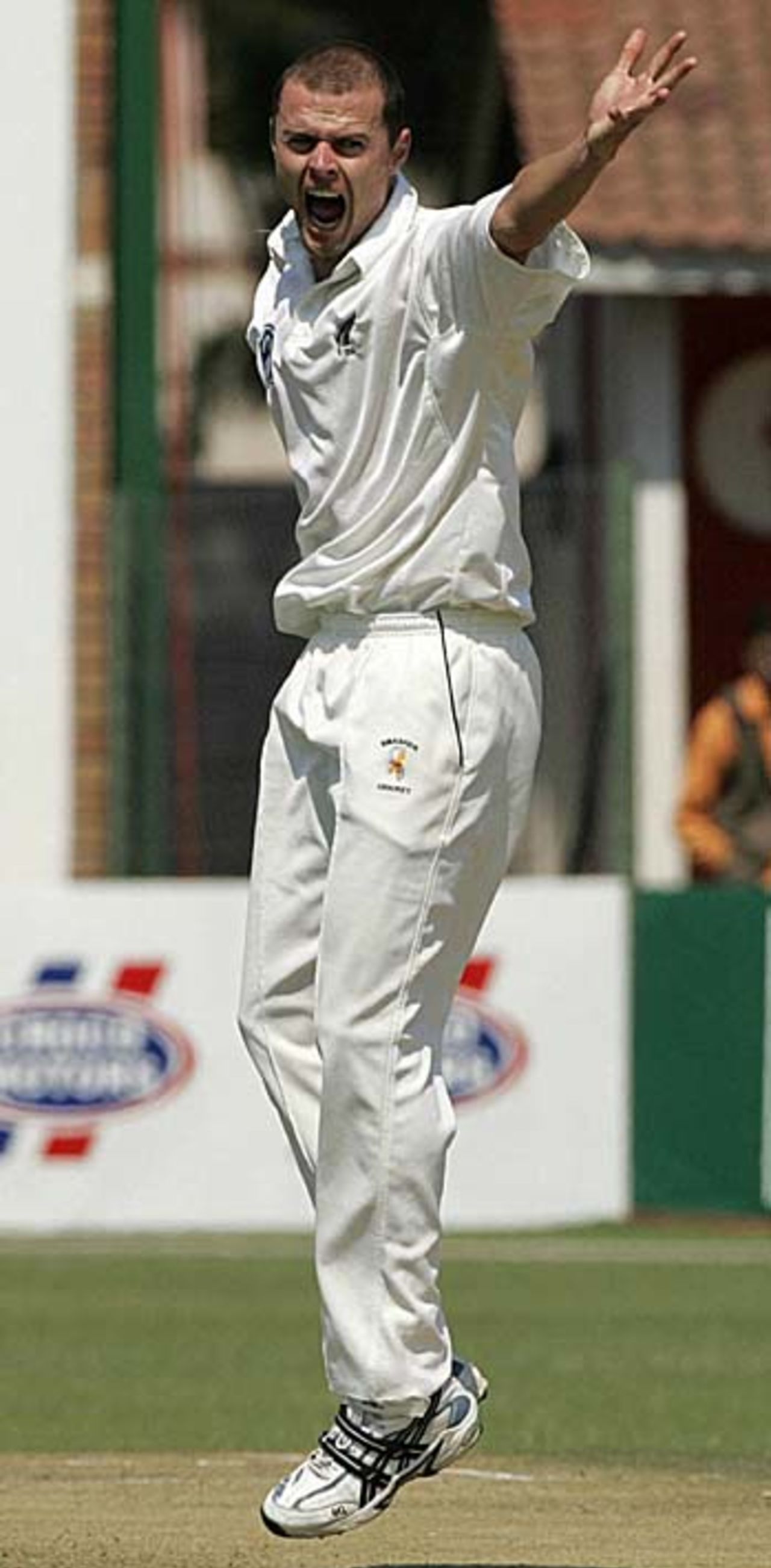 Chris Martin appeals - successfully - for the wicket of Tatenda Taibu, Zimbabwe v New Zealand, 1st Test, Harare, August 8, 2005