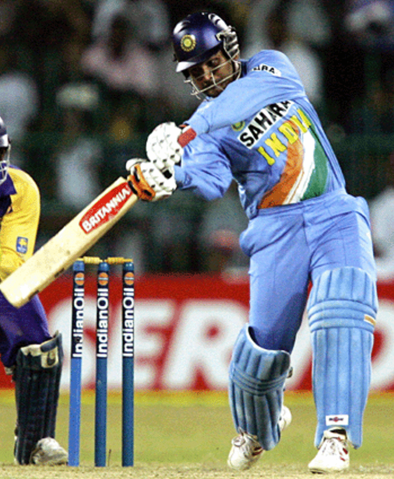 Virender Sehwag blasts one through cover, India v Sri Lanka, Premadasa Stadium, August 9, 2005