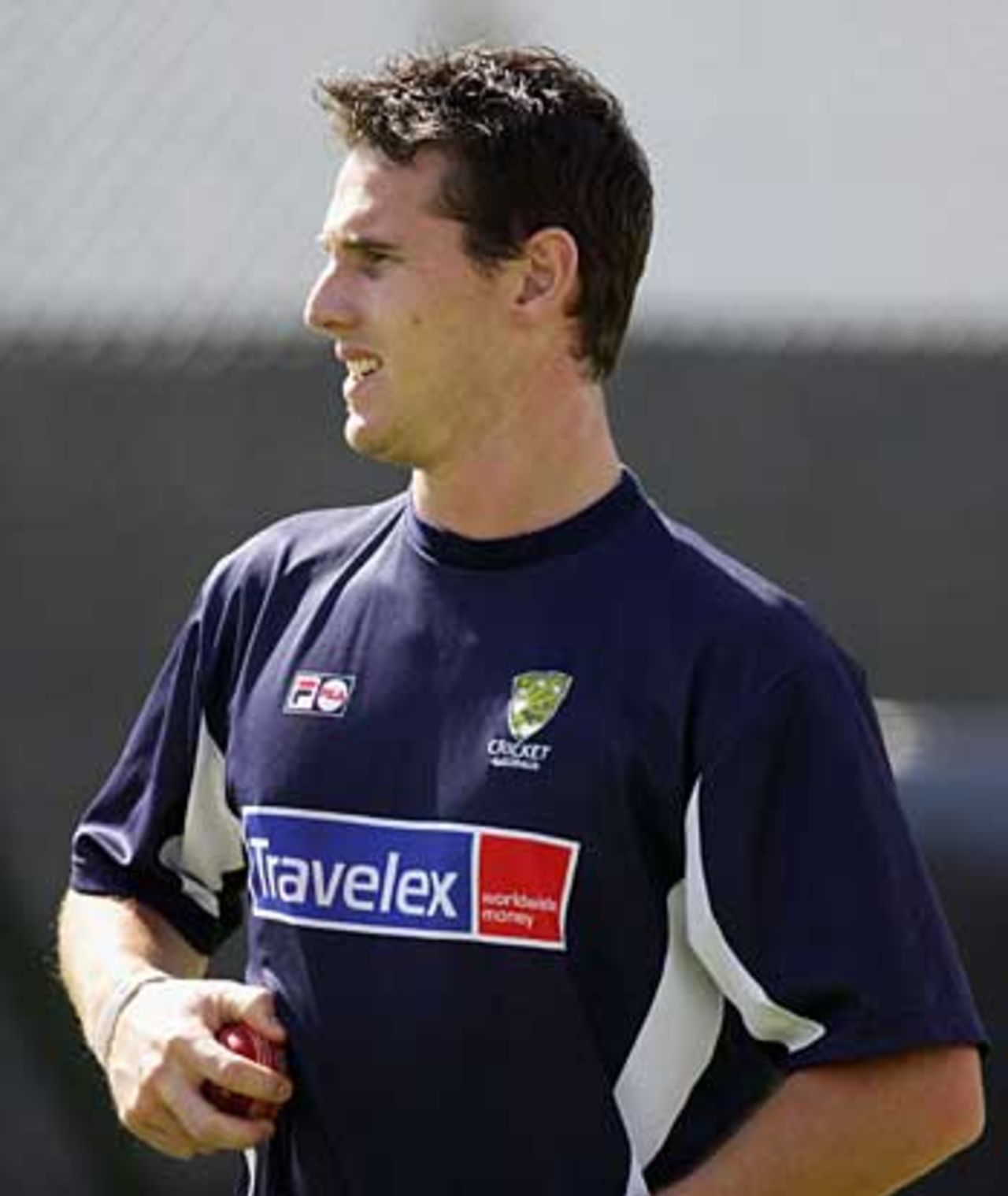 Shaun Tait ponders his bowling during Australia net session at Old Trafford ahead of the third Test, Old Trafford, August 9