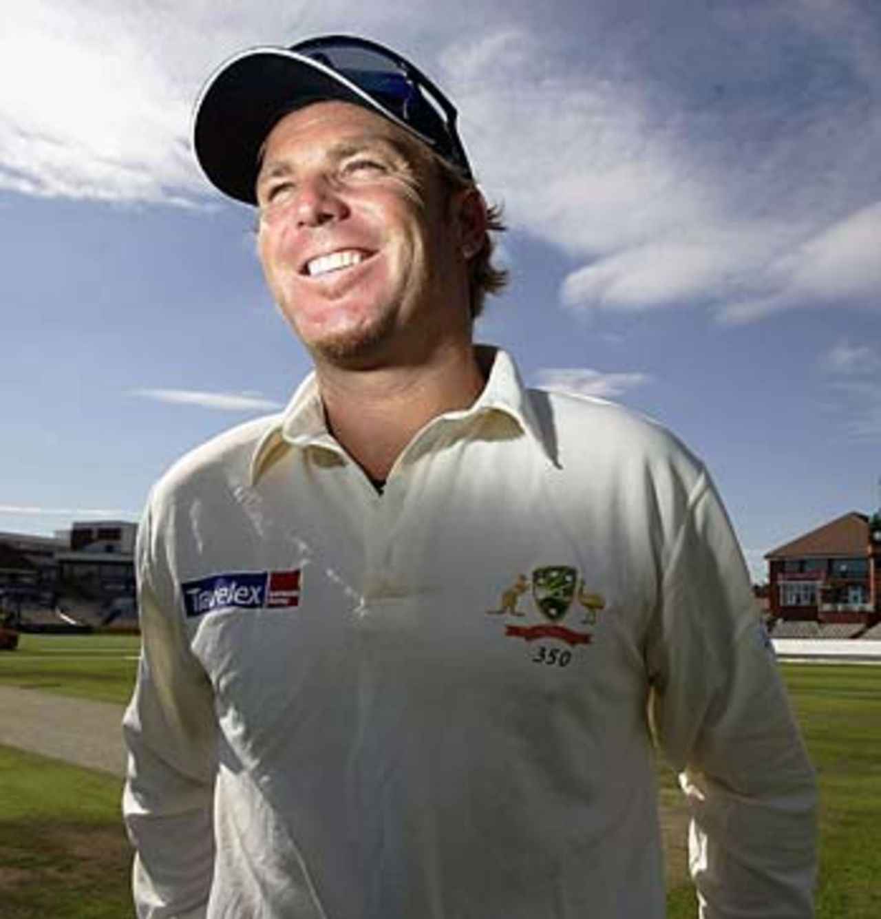 Shane Warne  in the glare of publicity ahead of the third Test, Old Trafford, August 9, 2005