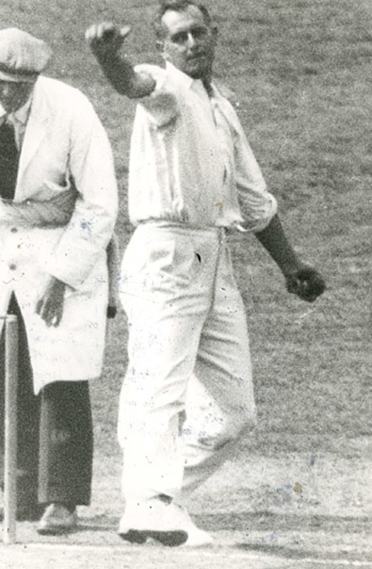 Hedley Verity bowling for Yorkshire v Surrey, The Oval, August 23, 1937