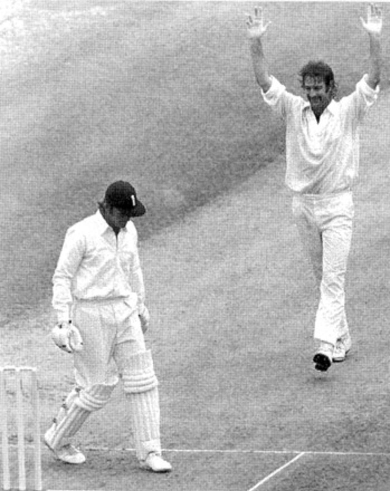 Dennis Lillee traps Dennis Amiss lbw for 0, England v Australia, 2nd Test, Lord's, July 1975