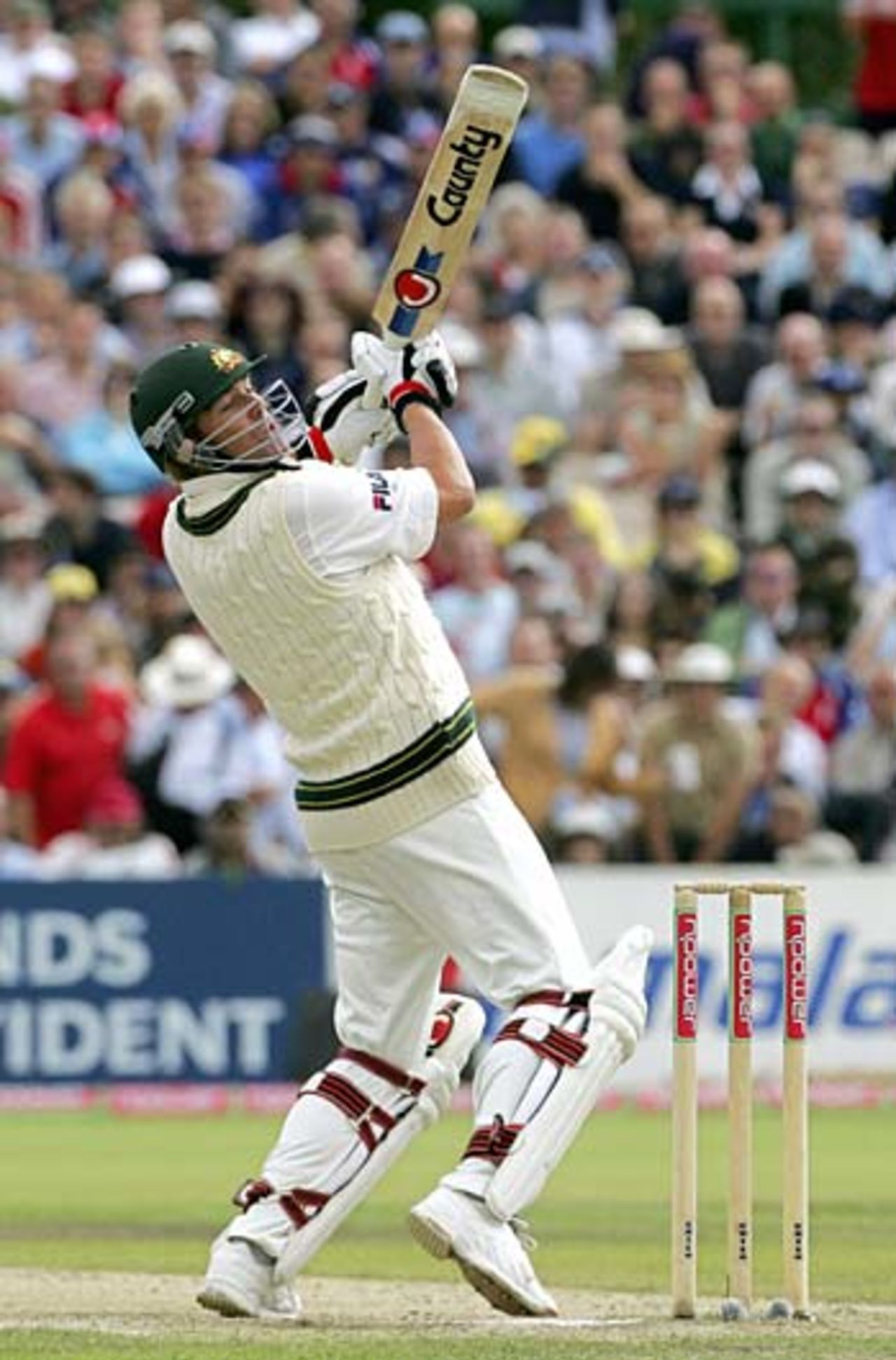 Shane Warne guides a ball over the slips, England v Australia, 3rd Test, Old Trafford, August 14, 2005