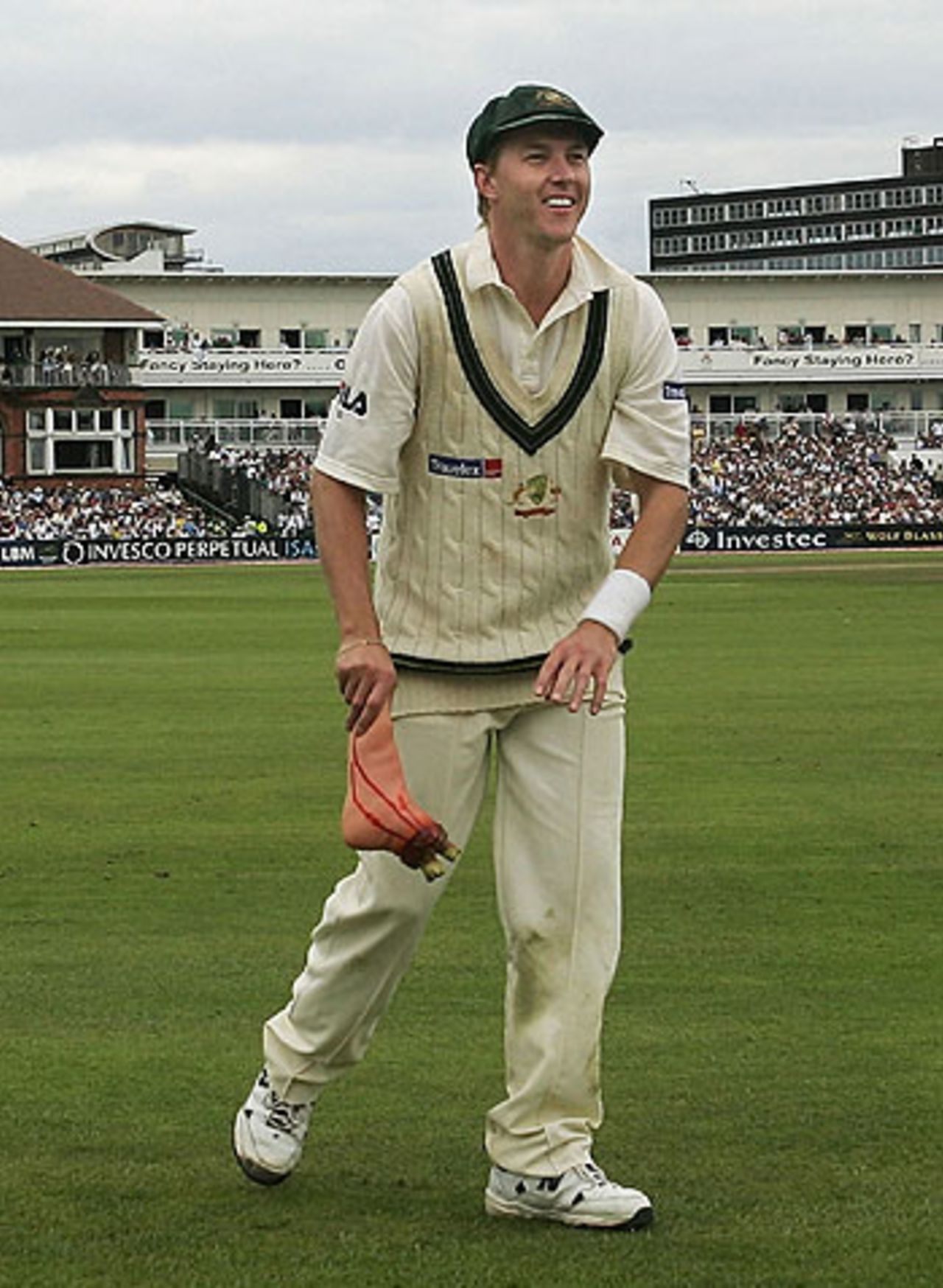 Brett Lee and ... er .. a fake severed foot, England v Australia, 3rd Test, Old Trafford, August 14, 2005