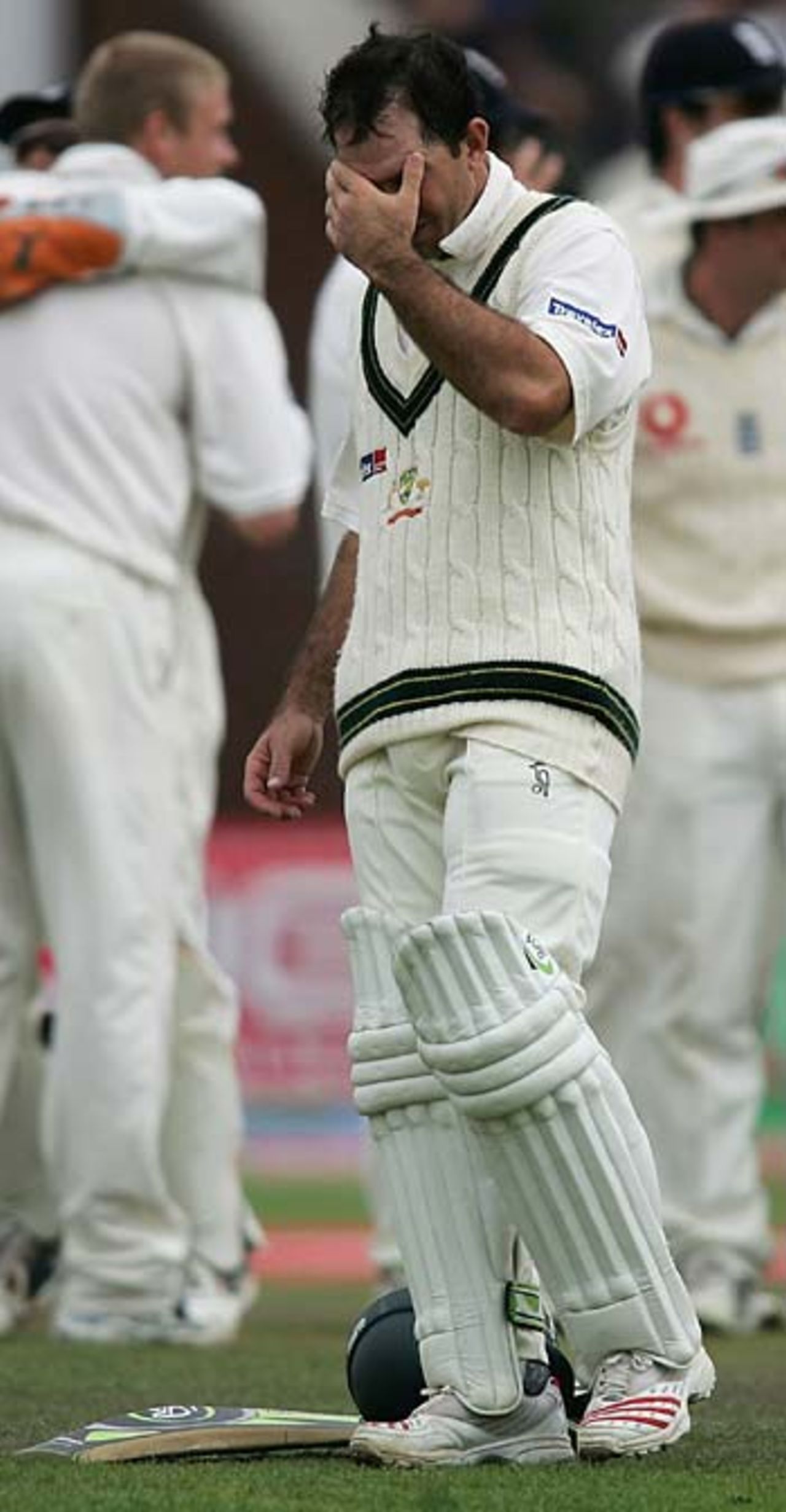 Ricky Ponting can't believe Steve Bucknor's decision in giving Damien Martyn out, England v Australia, 3rd Test, Old Trafford, August 15, 2005