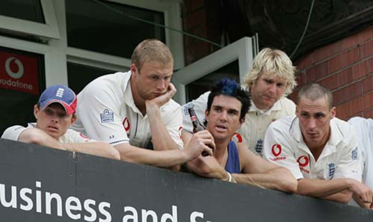 The picture says it all - the England balcony after the draw, England v Australia, 3rd Test, Old Trafford, August 15, 2005