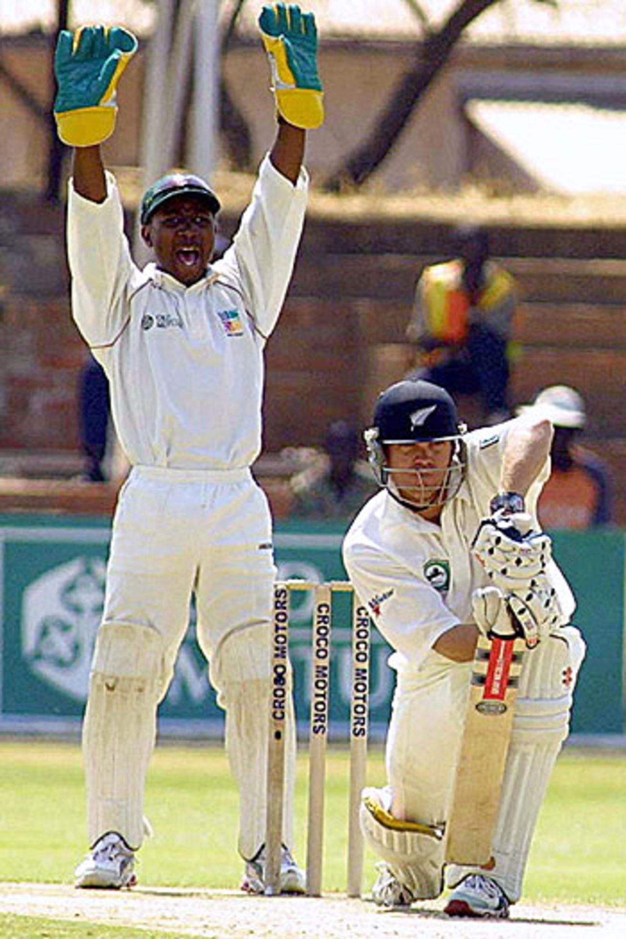 Tatenda Taibu appeals for the wicket of Lou Vincent, Zim v NZ, 2nd Test, Bulawayo, August 16, 2005