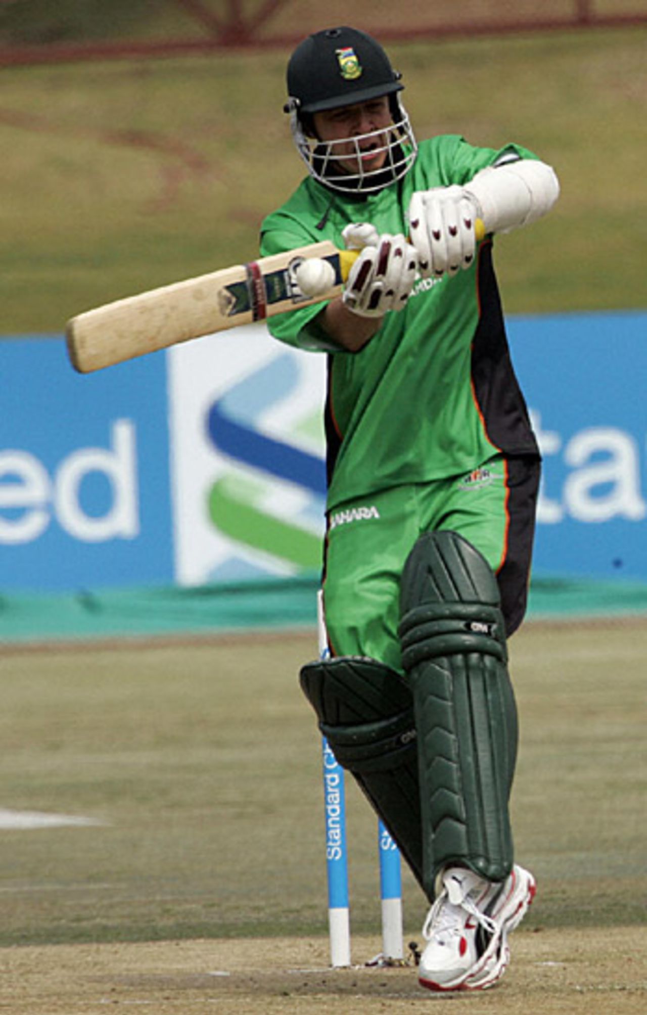 Boeta Dippenaar pulls a ball, during the first ODI of the Afro Asian Cup, Africa XI v Asia XI, 1st ODI, Centurion Park, August 17, 2005