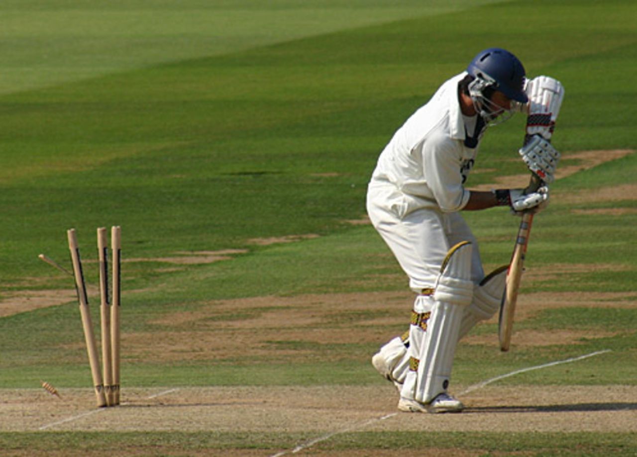 Ben Scott has his stumps shattered - literally - by Robin Martin-Jenkins, Middlesex v Sussex, Lord's, August 17, 2005