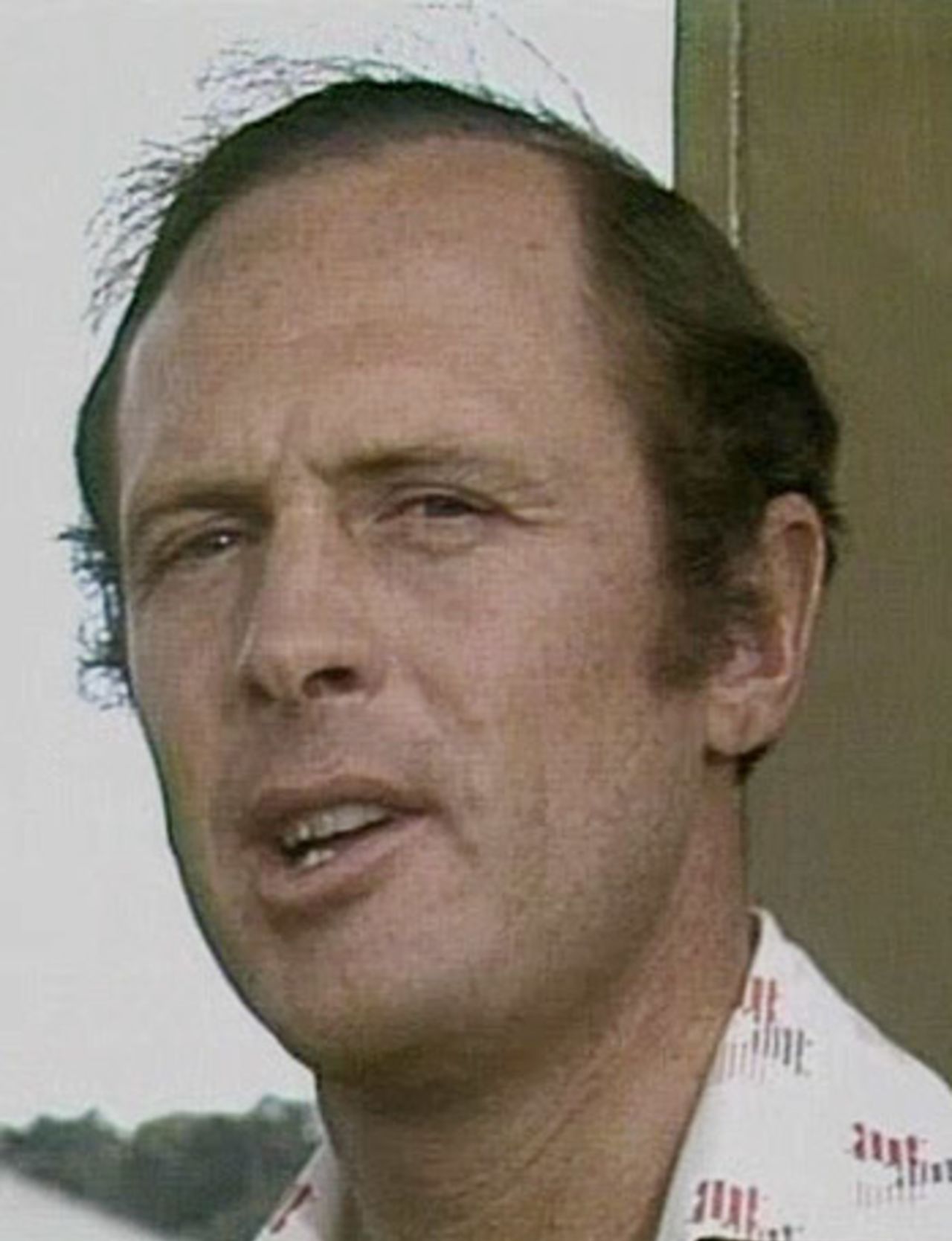 Geoff Boycott being interviewed on TV during the 1977 Centenary Test at the MCG