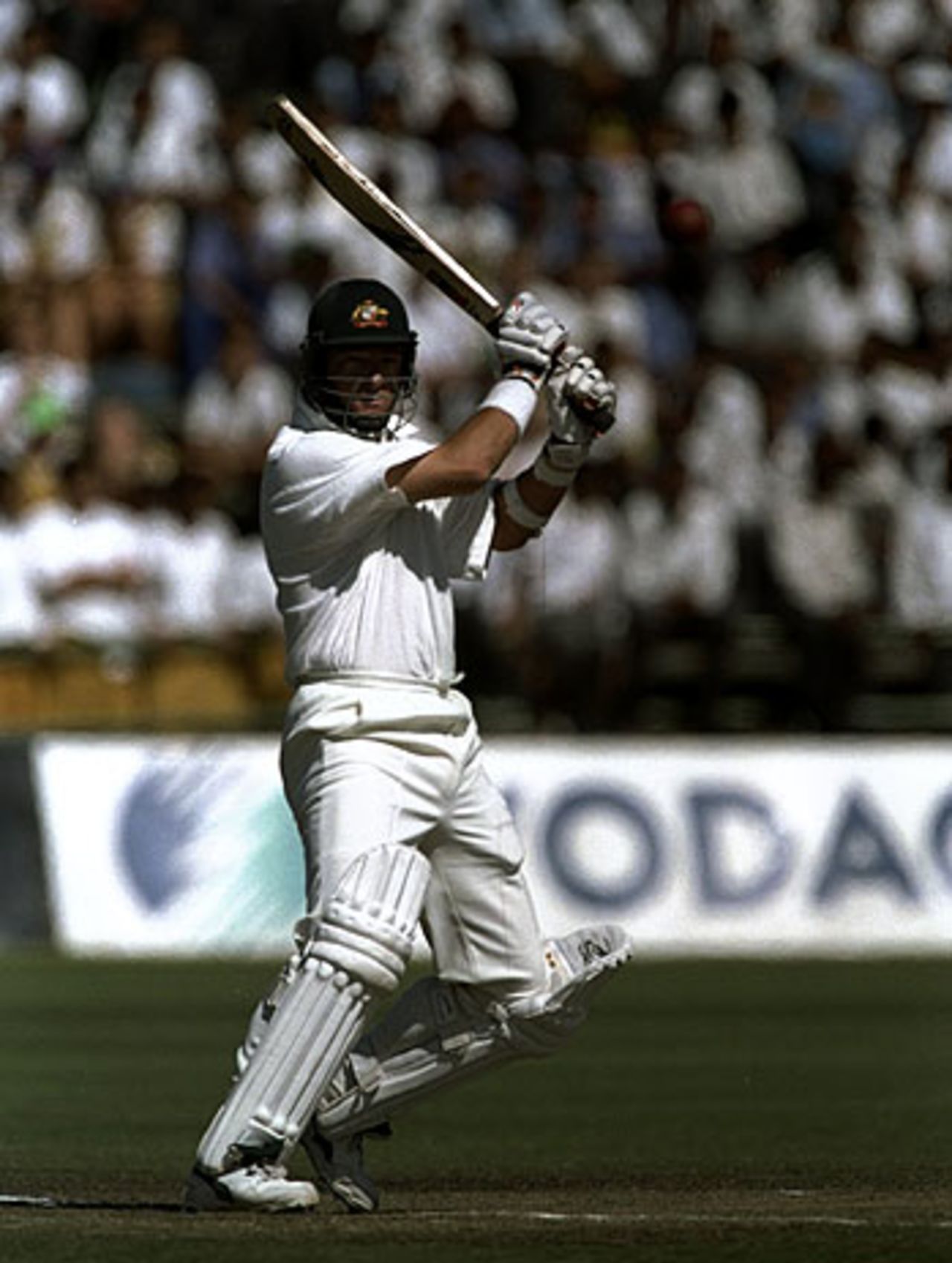 Mark Waugh drives on his way to 116, South Africa v Australia, Port Elizabeth, March 17 1997.