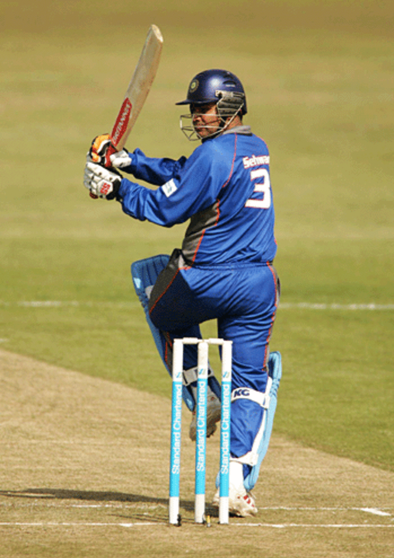 Virender Sehwag looked scratchy during his innings of 38, Asia XI v Africa XI, Durban, August 20