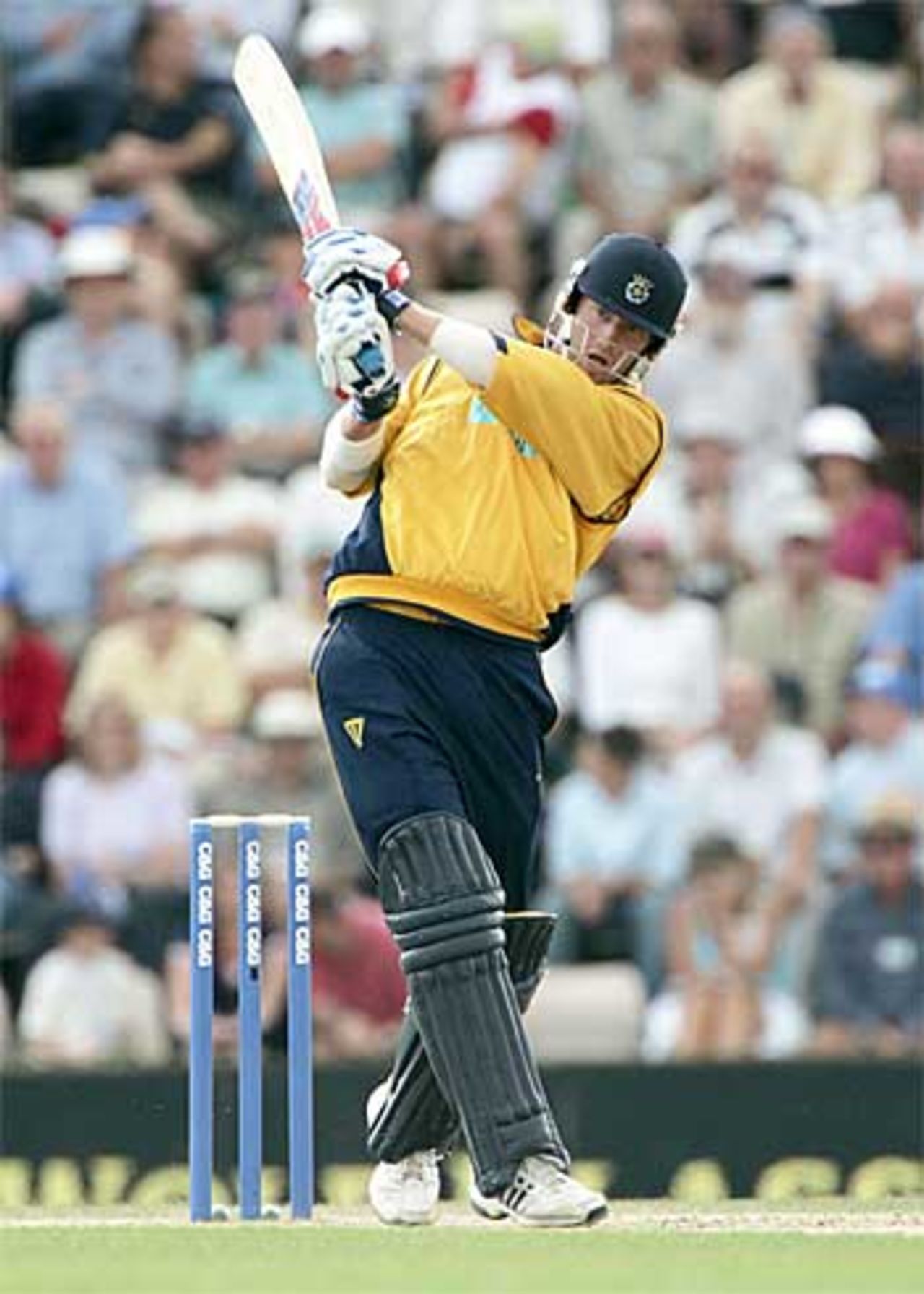 Sean Ervine blasts through mid-wicket on his way to a matchwinning 100 against Yorkshire, Hampshire v Yorkshire, C&G Semi-Final, Rose Bowl, August 20, 2005