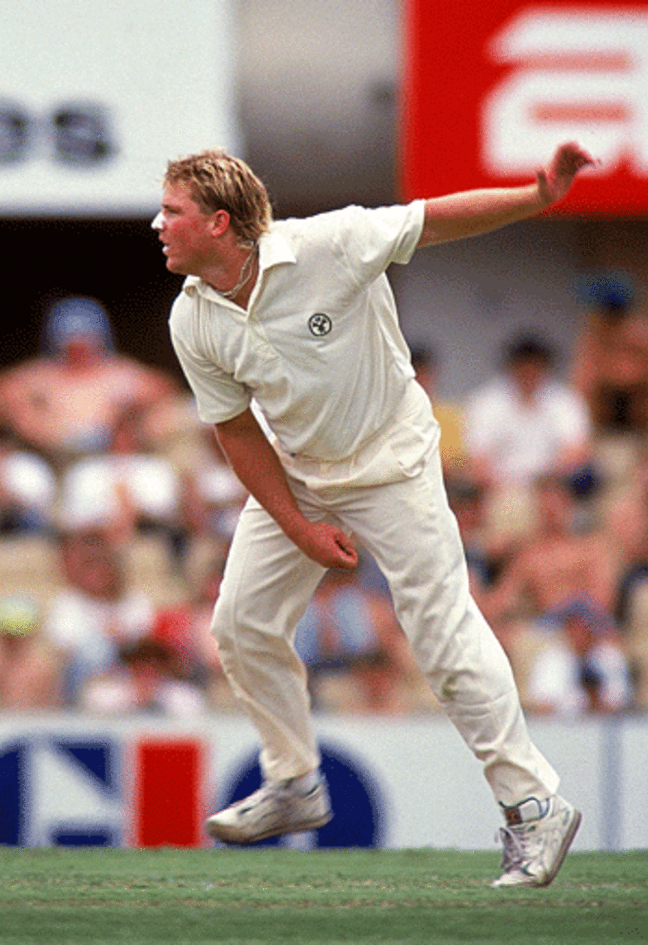 Shane Warne in action during his debut Test, Australia v India, Sydney, January 3, 1992