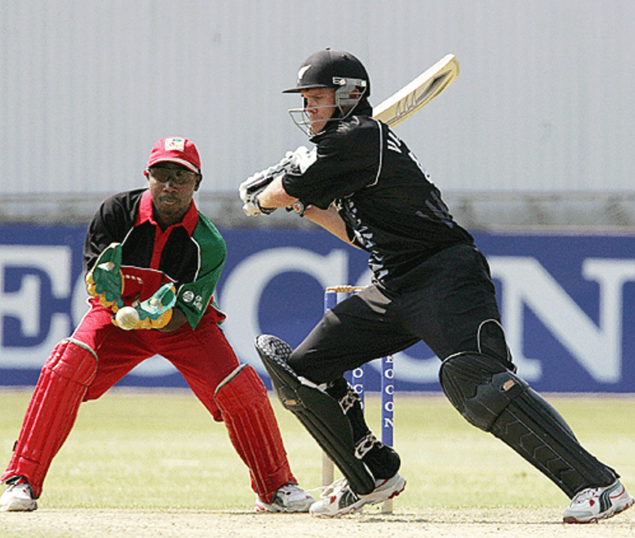 Lou Vincent plays a cut shot of Gavin Ewing, Zimbabwe v New Zealand, Bulawayo, August 24, 2005