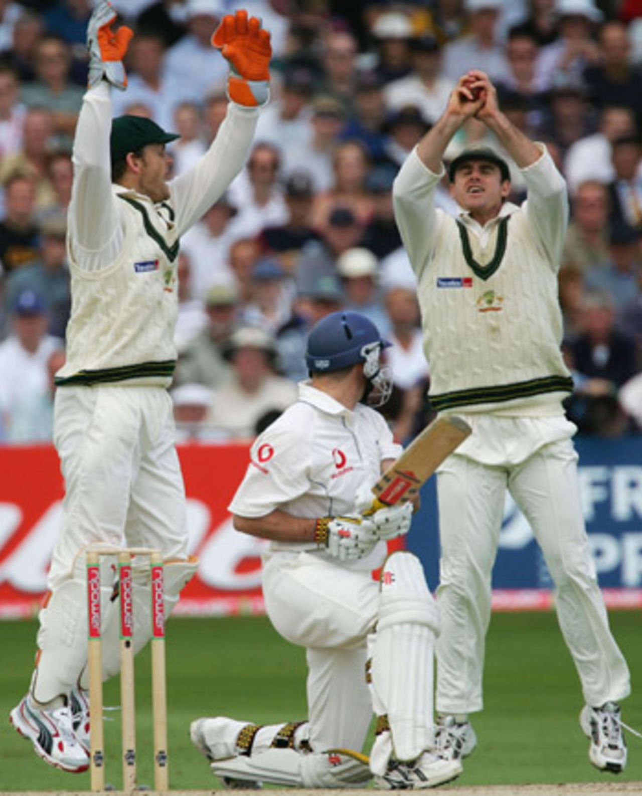 Matthew Hayden catches Andrew Strauss, England v Australia, Trent Bridge, August 25, 2005