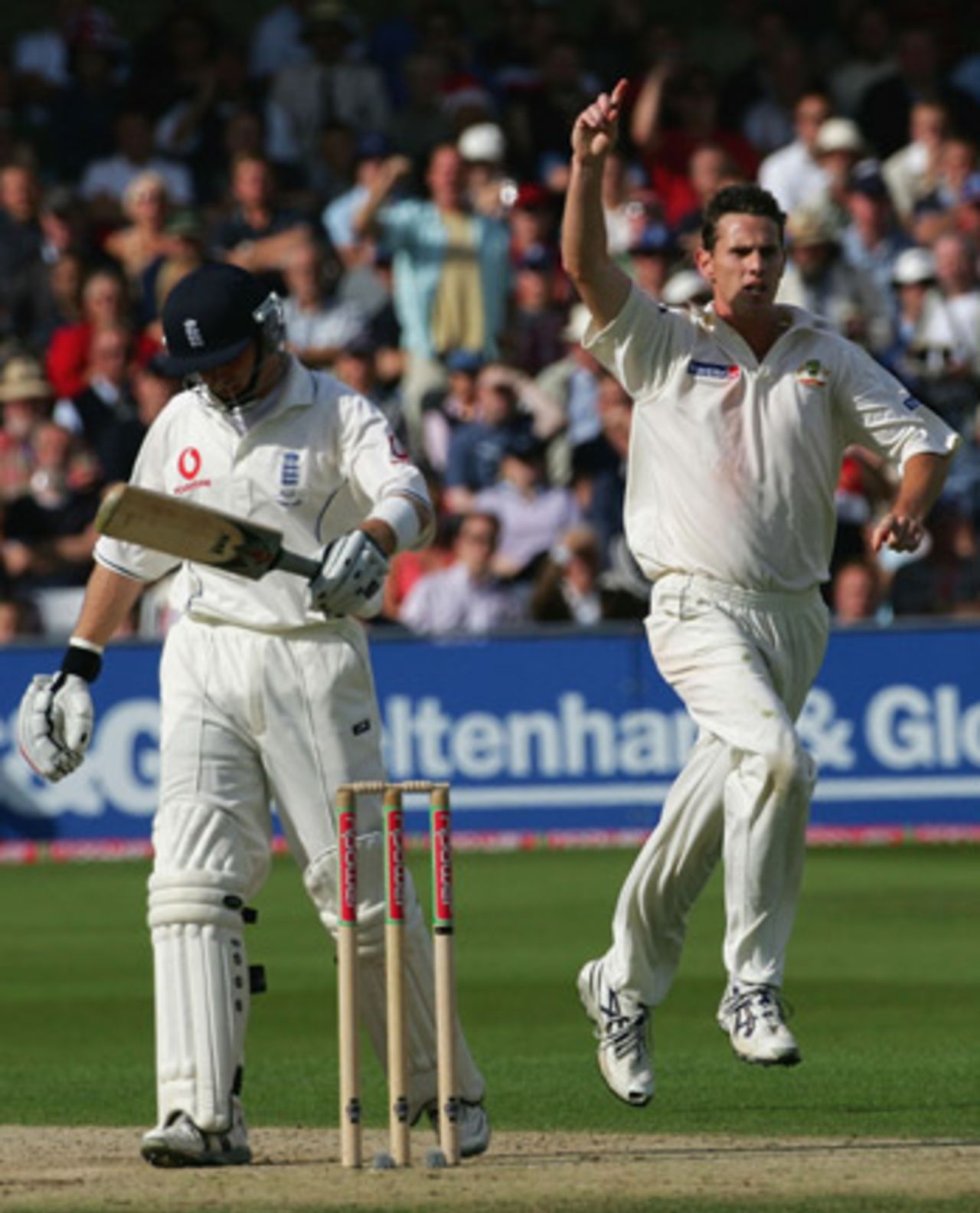 Ian Bell trudges off, dismissed by Shaun Tait, England v Australia, Trent Bridge, August 25, 2005