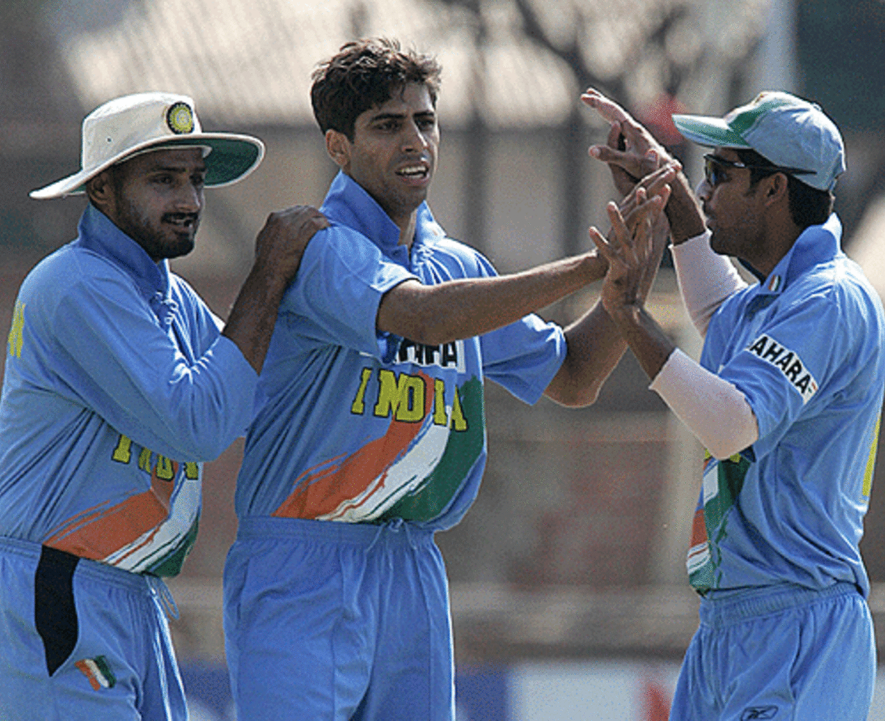 Ashish Nehra celebrates the wicket of Nathan Astle, New Zealand v India, Bulawayo, August 26, 2005