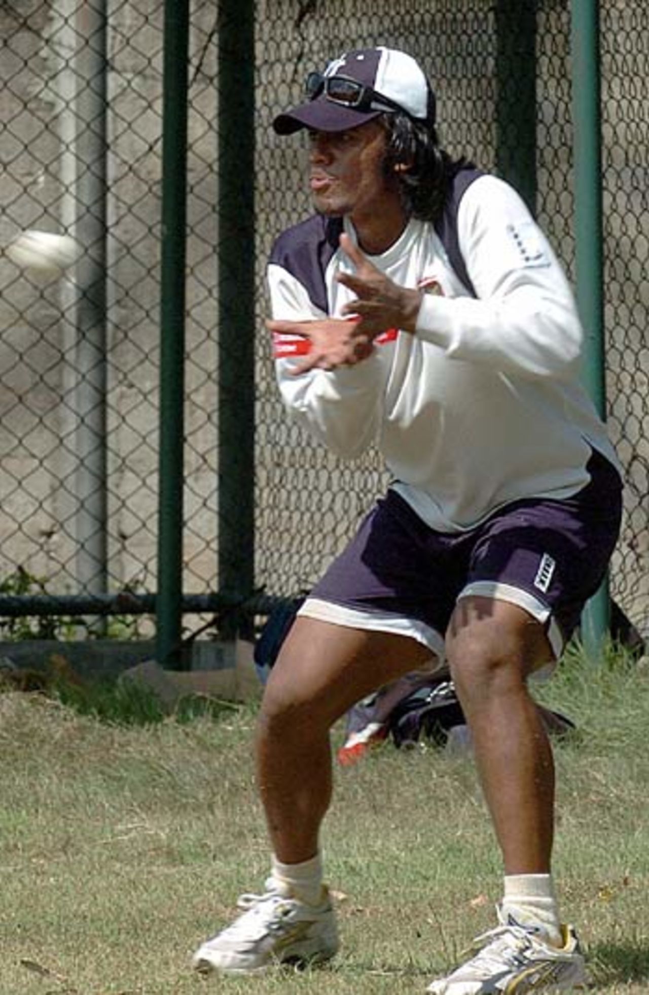 Shahriar Nafees takes a catch in practice, Colombo, August 27, 2005