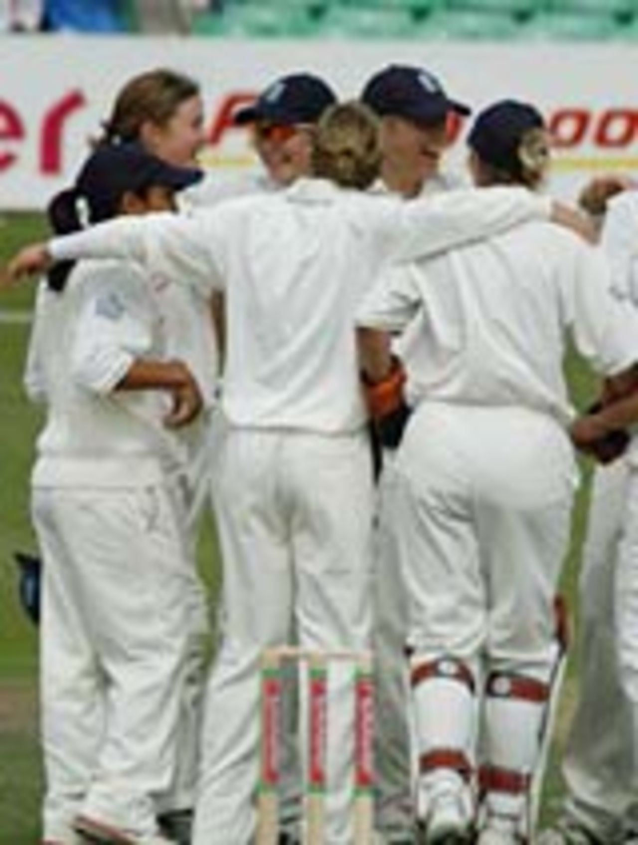 England celebrate another Australian wicket, England v Australia, 2nd women's Test, Worcester, August 27, 2005