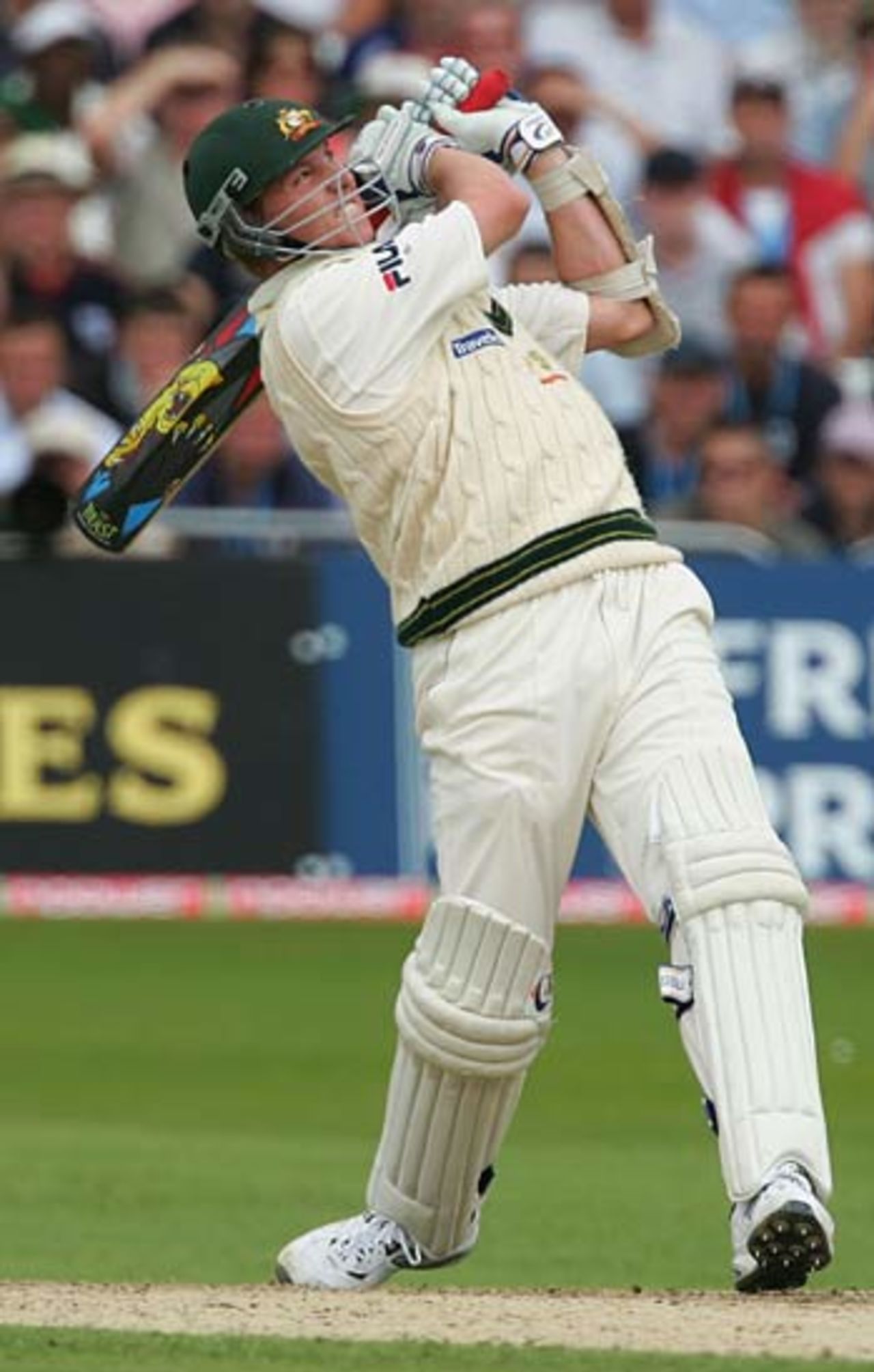 Brett Lee lofts one of his three sixes, England v Australia, 4th Test, Nottingham, August 27, 2005