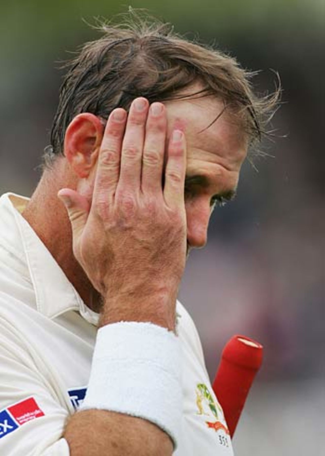 A rueful Matthew Hayden departs , England v Australia, 4th Test, Nottingham, August 27, 2005