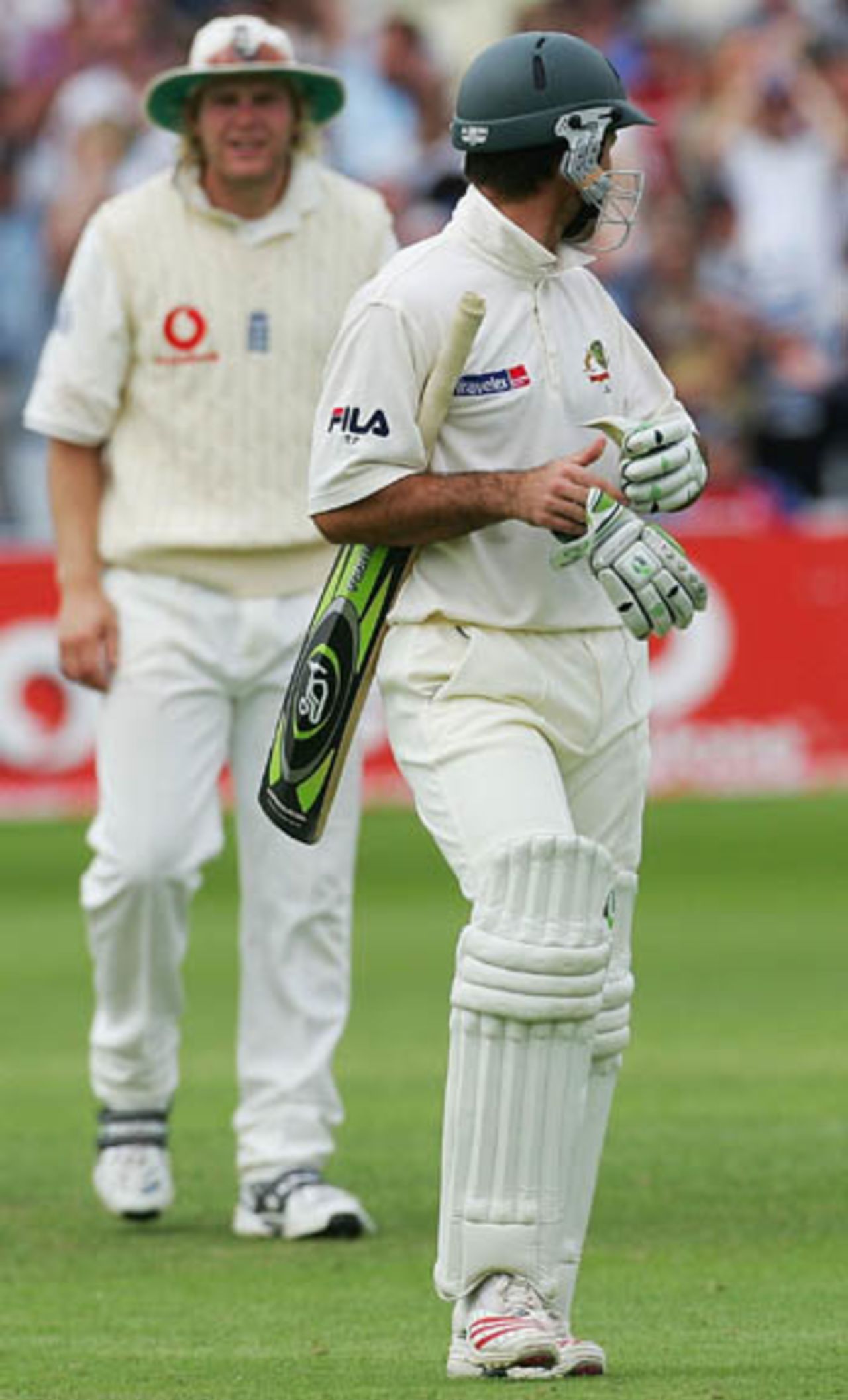 Ricky Ponting exchanges words with Matthew Hoggard after being run out, England v Australia, Trent Bridge, August 27, 2005