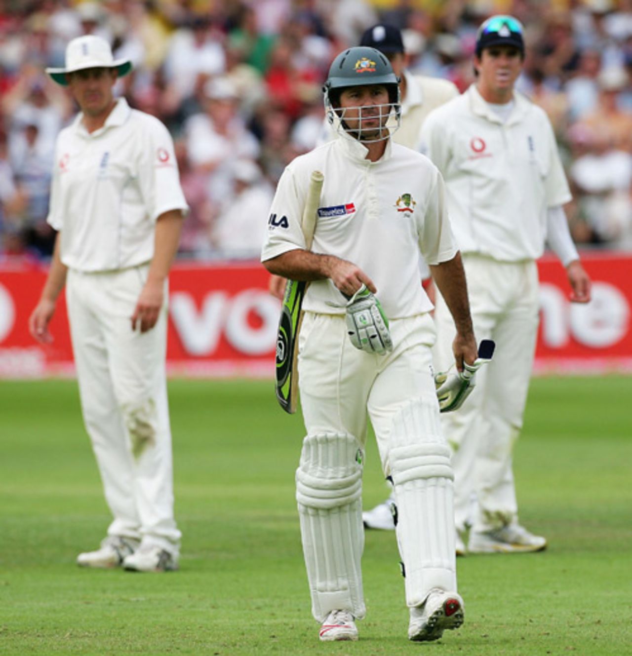 A furious Ricky Ponting walks off after being brilliantly run out by Gary Pratt, England v Australia, Trent Bridge, August 27, 2005