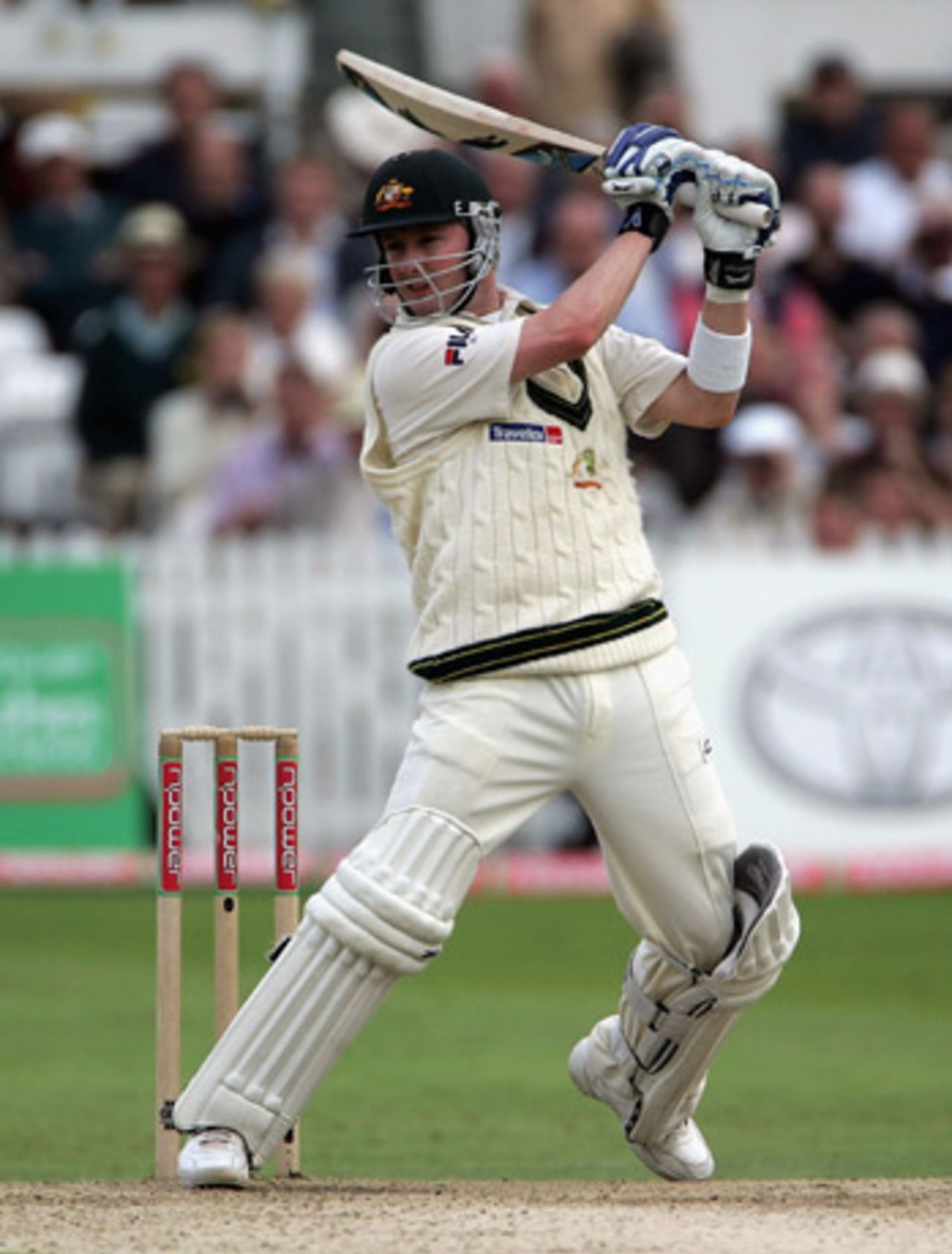 Michael Clarke cuts hard, England v Australia, Trent Bridge, August 27, 2005