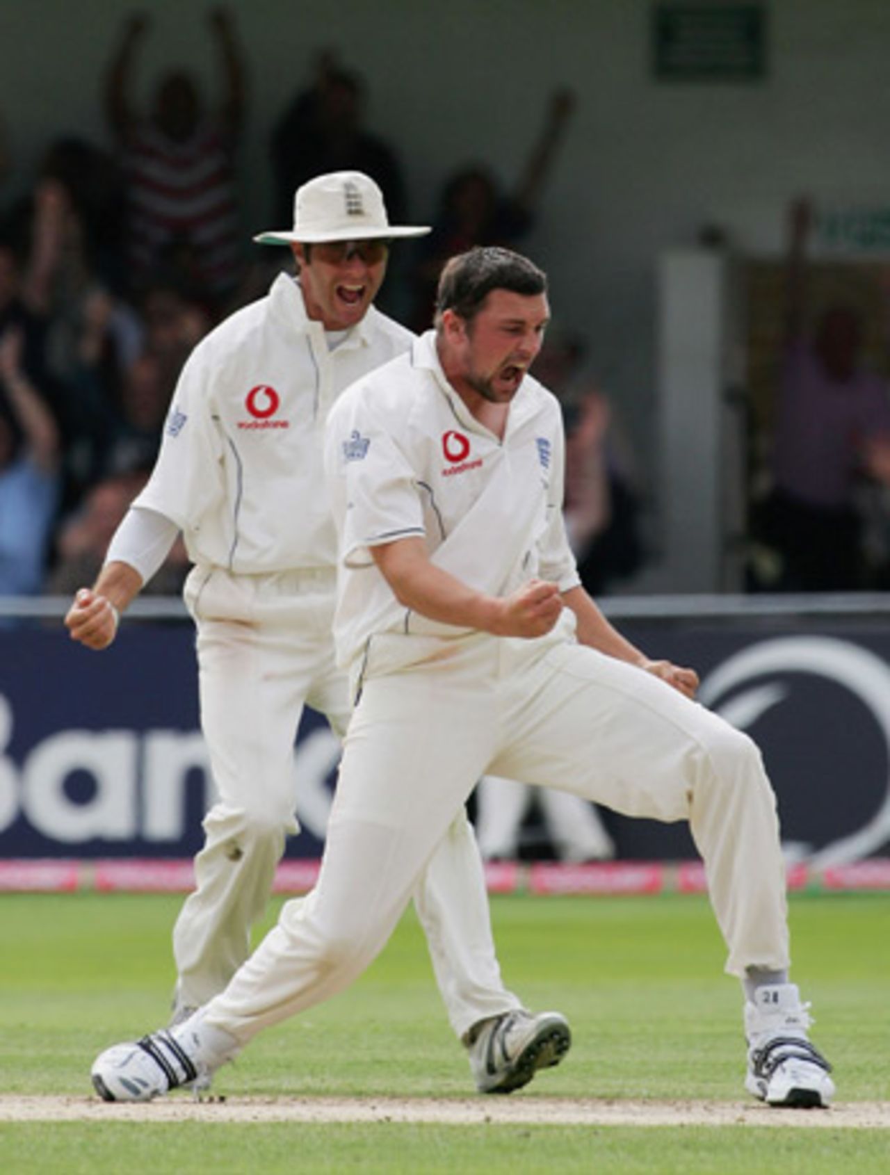 Steve Harmison roars his delight at trapping Simon Katich leg-before, England v Australia, Trent Bridge, August 28, 2005