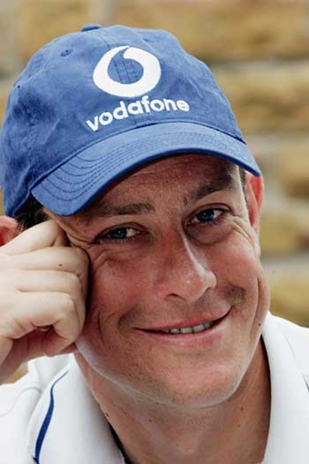 Ashley Giles basks in the glow of victory as he speaks to the press the moring after England's three-wicket win at Trent Bridge, Nottingham, August 29, 2005