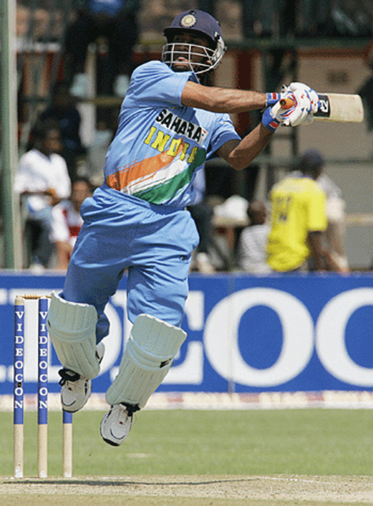 Mahendra Dhoni, unorthodox but effective, hammered 56 of 46 balls, Zimbabwe v India, Harare, August 29, 2005