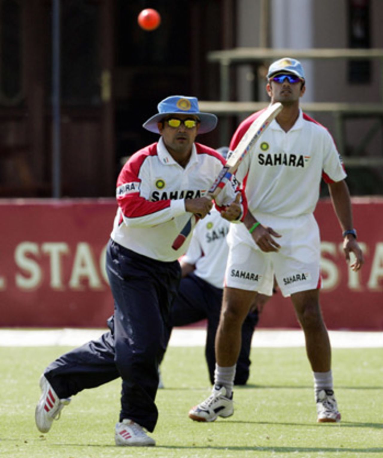 Virender Sehwag jogs for a single in a training session, Harare, September 1, 2005