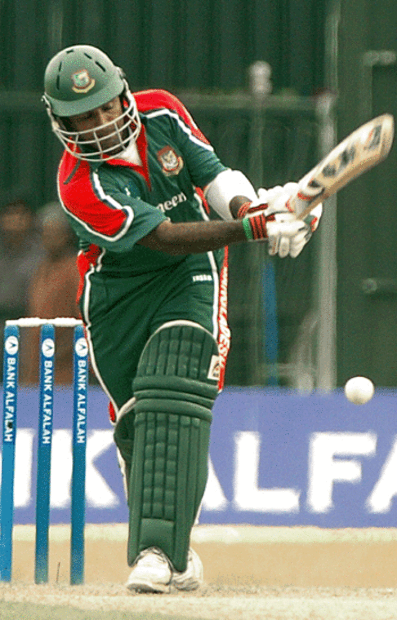 Javed Omar swats the ball to midwicket, Sri Lanka v Bangladesh, Colombo, September 2, 2005