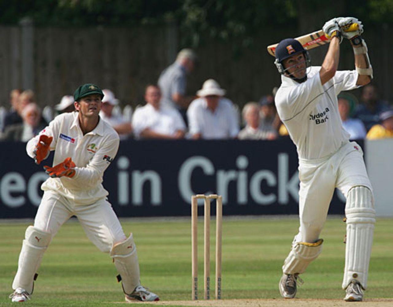 Will Jefferson clobbers one over the top as Essex dominate Australia's bowlers, Essex v Australia, Chelmsford, September 3, 2005